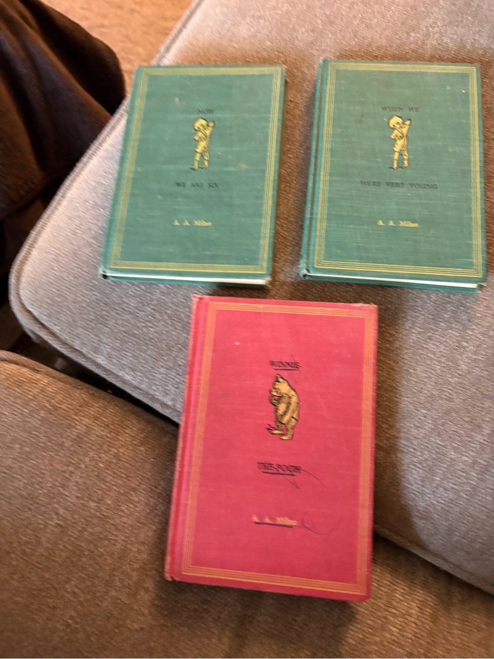 1961 Winnie the Pooh Classic Hardcover Book Set - Green & Red Covers